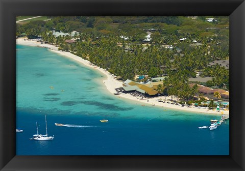 Framed Aerial view of Plantation Island Resort, Mamanuca Islands, Fiji Print