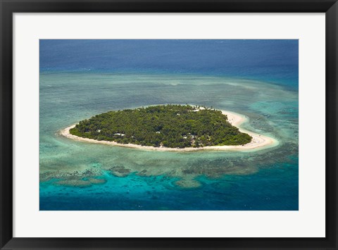 Framed Tavarua Island and coral reef, Mamanuca Islands, Fiji Print
