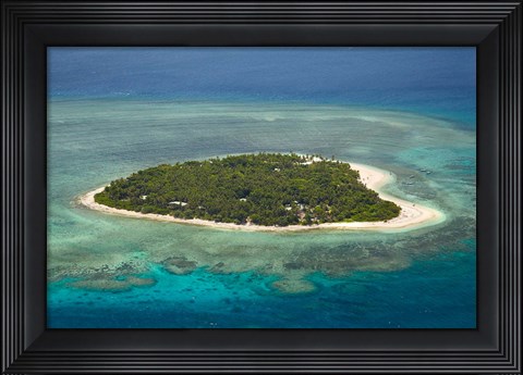 Framed Tavarua Island and coral reef, Mamanuca Islands, Fiji Print