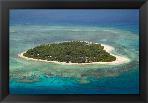 Framed Tavarua Island and coral reef, Mamanuca Islands, Fiji Print