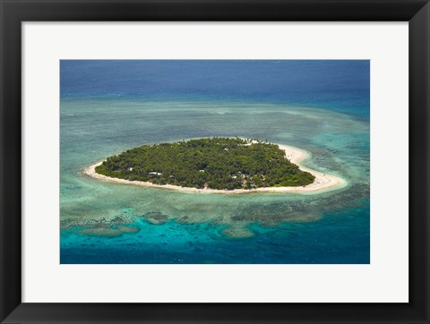 Framed Tavarua Island and coral reef, Mamanuca Islands, Fiji Print