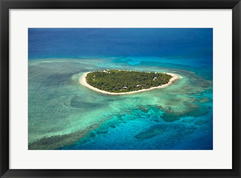 Framed Tavarua Island and coral reef, Mamanuca Islands, Fiji Print