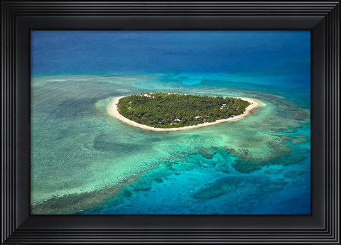Framed Tavarua Island and coral reef, Mamanuca Islands, Fiji Print