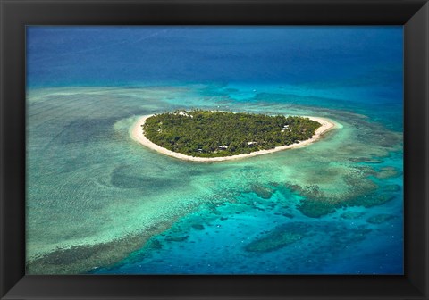 Framed Tavarua Island and coral reef, Mamanuca Islands, Fiji Print