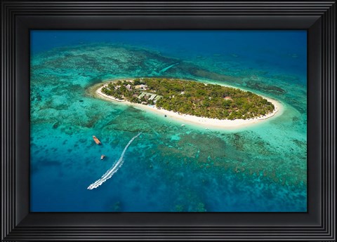 Framed Treasure Island Resort and boat, Mamanuca Islands, Fiji Print