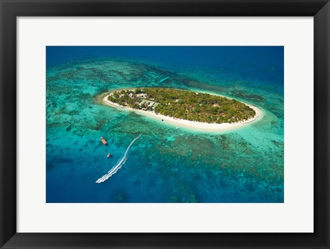 Framed Treasure Island Resort and boat, Mamanuca Islands, Fiji Print