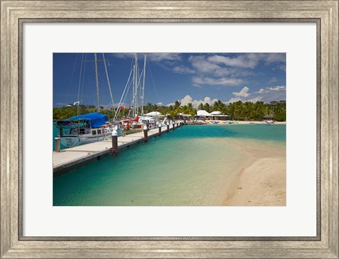 Framed Yachts tied up at Musket Cove Island Resort, Malolo Lailai Island, Mamanuca Islands, Fiji Print