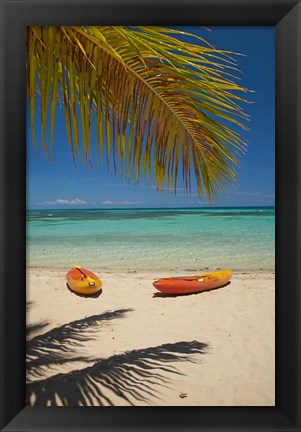 Framed Kayaks on the beach, Mamanuca Islands, Fiji Print