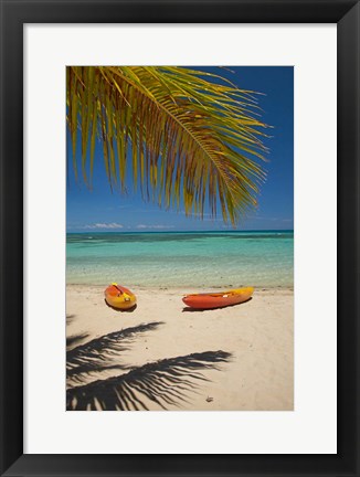 Framed Kayaks on the beach, Mamanuca Islands, Fiji Print