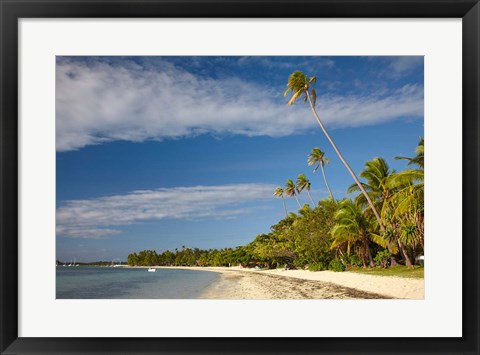 Framed Beach and palm trees, Plantation Island Resort, Fiji Print