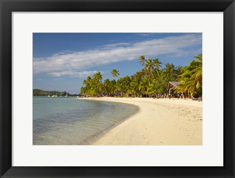 Framed Beach and palm trees,  Malolo Lailai Island, Mamanuca Islands, Fiji Print