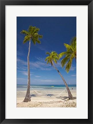 Framed Hammock and palm trees, Plantation Island Resort, Malolo Lailai Island, Mamanuca Islands, Fiji Print