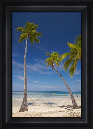 Framed Hammock and palm trees, Plantation Island Resort, Malolo Lailai Island, Mamanuca Islands, Fiji Print