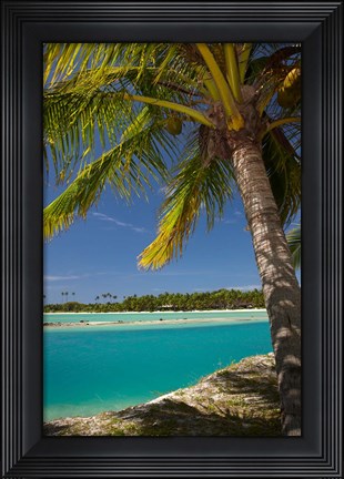 Framed Palm trees and lagoon entrance, Musket Cove Island Resort, Fiji Print