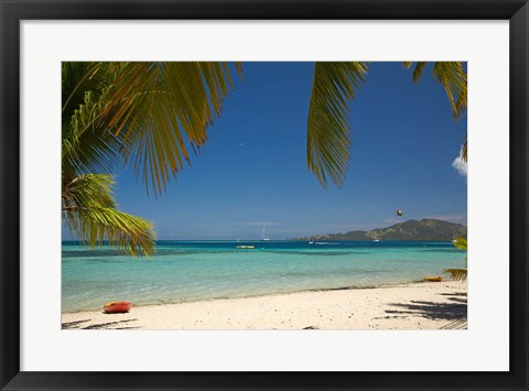 Framed Beach and palm trees, Plantation Island Resort, Malolo Lailai Island, Fiji Print
