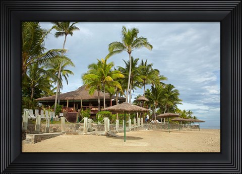 Framed Beach at Outrigger on the Lagoon Resort, Coral Coast, Fiji Print
