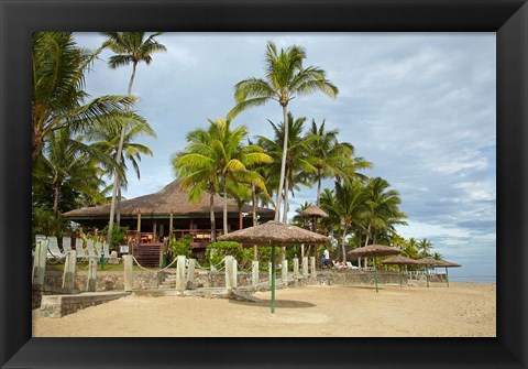 Framed Beach at Outrigger on the Lagoon Resort, Coral Coast, Fiji Print