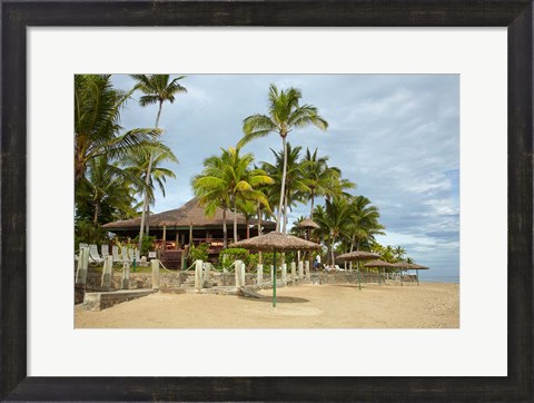 Framed Beach at Outrigger on the Lagoon Resort, Coral Coast, Fiji Print