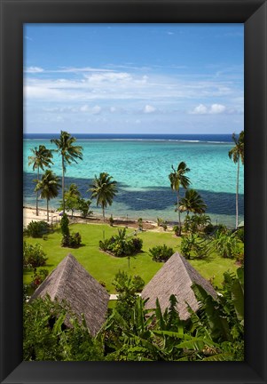 Framed Crusoe&#39;s Retreat and coral reef, Coral Coast, Viti Levu, Fiji Print