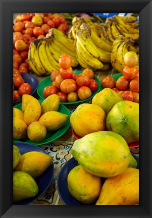 Framed Pawpaw/Papaya, tomatoes and bananas, Sigatoka Produce Market, Sigatoka, Coral Coast, Viti Levu, Fiji Print