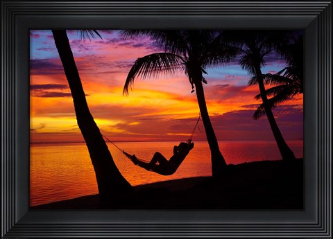 Framed Woman in hammock, Coral Coast, Viti Levu, Fiji Print