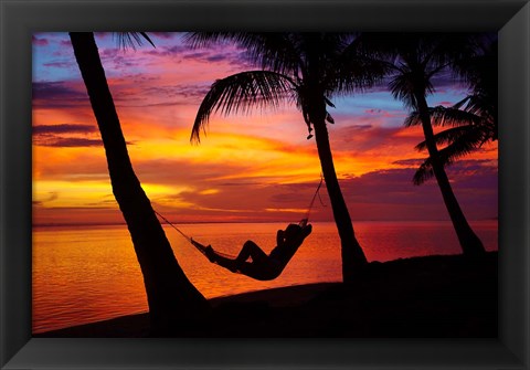 Framed Woman in hammock, Coral Coast, Viti Levu, Fiji Print