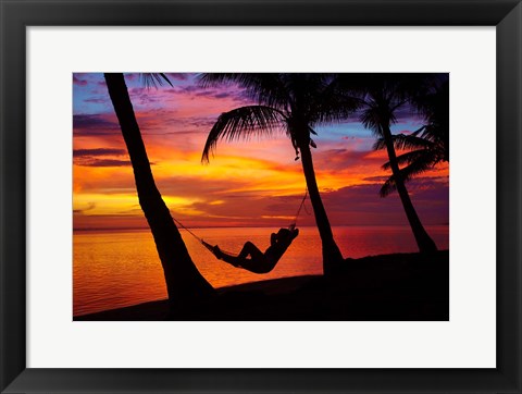 Framed Woman in hammock, Coral Coast, Viti Levu, Fiji Print