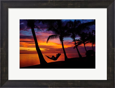 Framed Hammock, Travel, Coral Coast, Viti Levu, Fiji Print