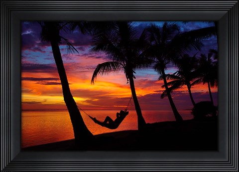 Framed Hammock, Travel, Coral Coast, Viti Levu, Fiji Print