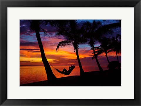 Framed Hammock, Travel, Coral Coast, Viti Levu, Fiji Print