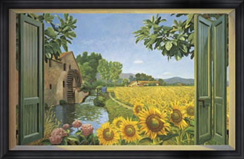 Framed Mulino Tra I Girasoli Print