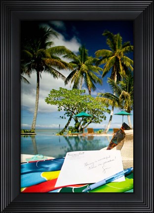 Framed Poolside, Beqa Lagoon Resort, Beqa Island, Fiji Print