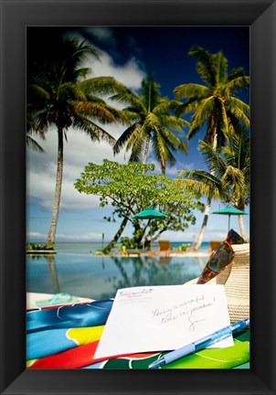 Framed Poolside, Beqa Lagoon Resort, Beqa Island, Fiji Print