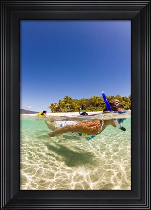 Framed Snorkeling, Beqa Island, Fiji Print