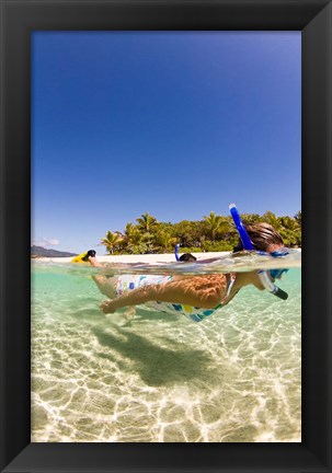 Framed Snorkeling, Beqa Island, Fiji Print