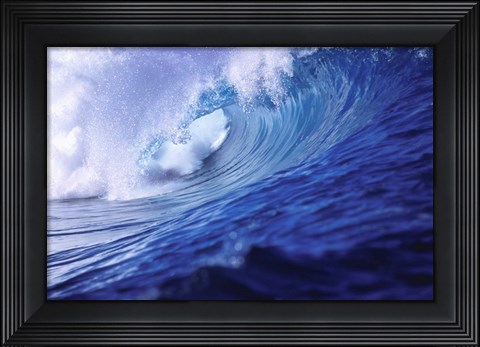 Framed Surfing waves, Fiji Islands Print