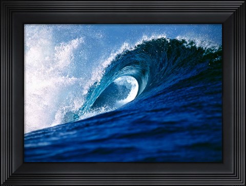 Framed Fiji Islands, Tavarua, Cloudbreak, Surfing waves Print