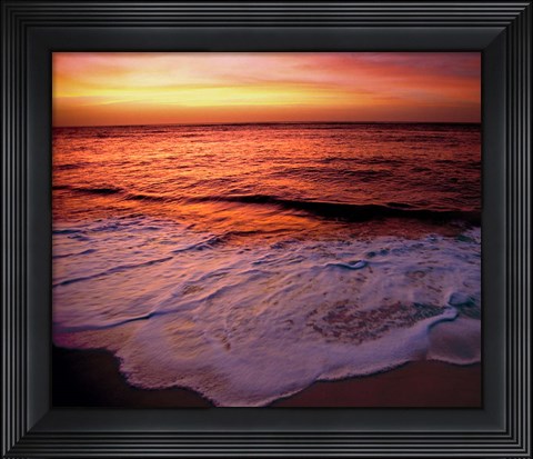 Framed Fiji Islands, Tavarua, Colorful sunset Print