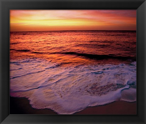 Framed Fiji Islands, Tavarua, Colorful sunset Print