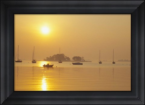 Framed Tavern Island at Sunrise, Rowayton, Connecticut Print