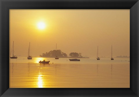 Framed Tavern Island at Sunrise, Rowayton, Connecticut Print