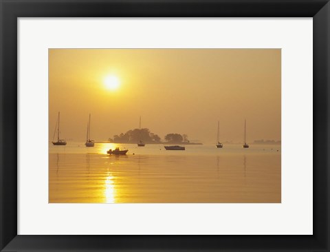 Framed Tavern Island at Sunrise, Rowayton, Connecticut Print