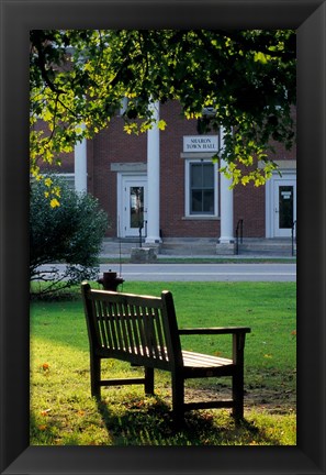 Framed Bench in Sharon, Litchfield Hills, Connecticut Print