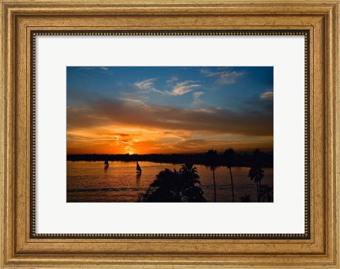 Framed Falukas and sightseers, Nile River, Luxor, ancient Thebes Print