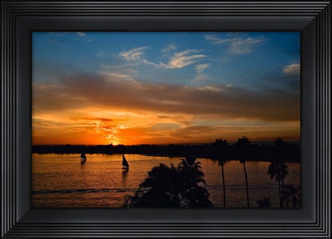 Framed Falukas and sightseers, Nile River, Luxor, ancient Thebes Print