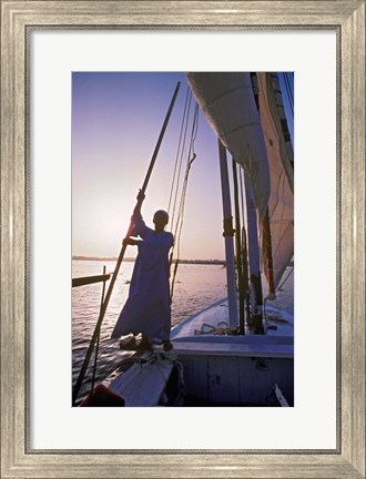 Framed Falucca Sailing Down the Nile River, Egypt Print
