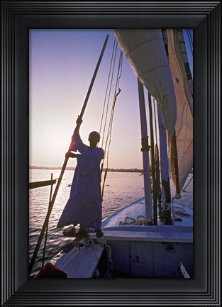 Framed Falucca Sailing Down the Nile River, Egypt Print
