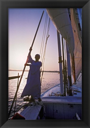 Framed Falucca Sailing Down the Nile River, Egypt Print