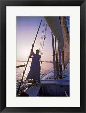 Framed Falucca Sailing Down the Nile River, Egypt Print