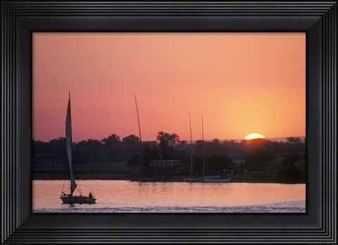 Framed Traditional Egyptian Falucca, Nile River, Luxor, Egypt Print
